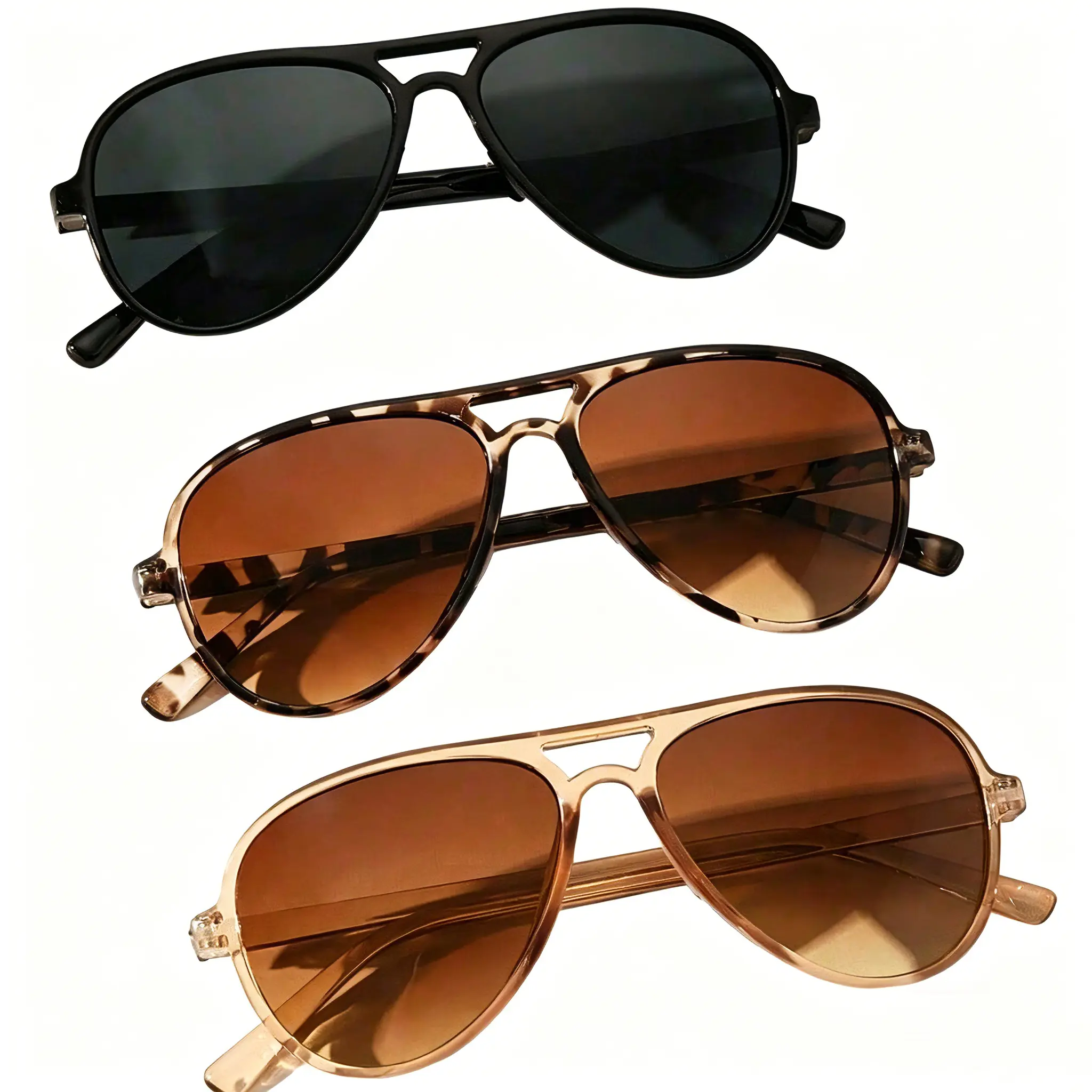 Retro Gradient Tinted Lens Full Rim PC Sunglasses, 2026 Summer Aviator Style, UV-Protective Casual Sunglasses for Men and Women, Comfortable for Daily Wear and Travel summerwins