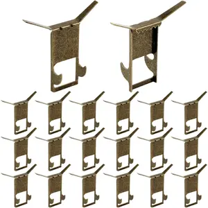 20 Pcs Brick Wall Hangers Clips no Drill Outdoor  Hanging Christmas Lights Stocking Holders Steel Picture Decoration Hanger Fastener  Fireplace (Antique Brass)