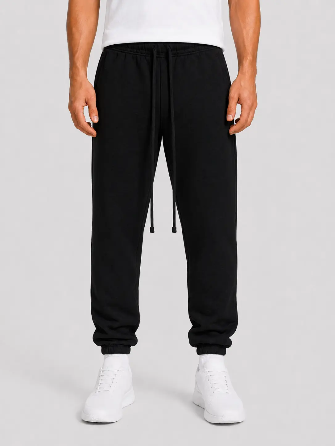 Cuff Hem Sweatpants ,Clean Design Elastic Waist Casual Streetwear Loungewear Bottoms Unisex Basic Street Style Outfits