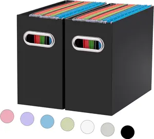 File Organizer, 2 Packs Small Storage Box, Cardboard File Folder Organizer, Collapsible File Box for Hanging File Folders Letter Size