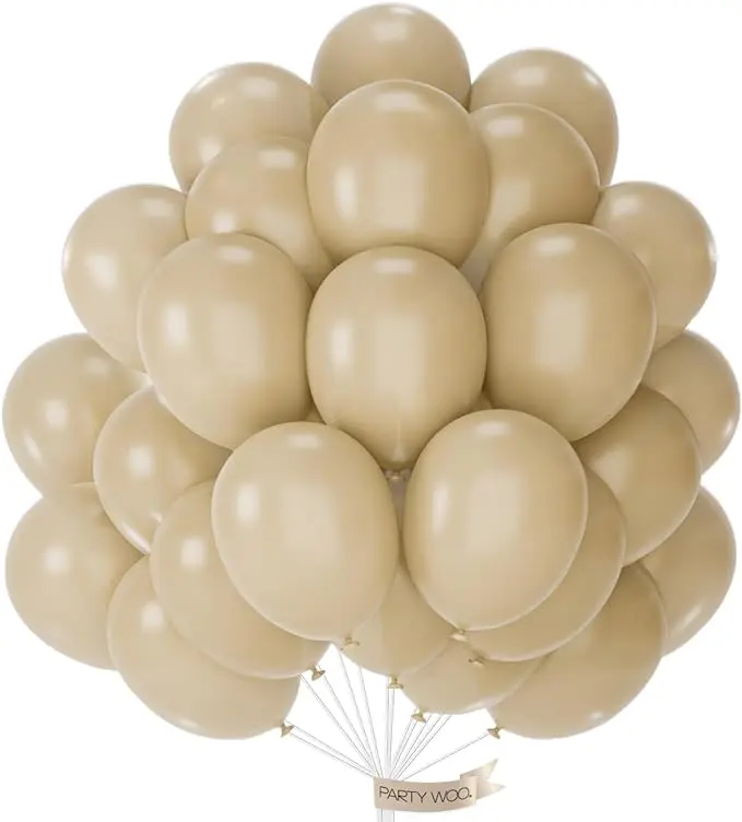 PartyWoo 50-Pcs 12-Inch Thick Round Rubber Decorative Balloon Clusters, Cream Beige Ivory Nude Neutral Boho Fall Garland-Friendly Float Festive Supplies for Wedding, Graduation (Brown-F56), Decorative Balloons Balloons