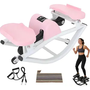 Rock Stepper with Elastic Resistance Bands & Anti-Slip Mat, Side-to-Side Lateral Rocking Motion, Digital Display & High-Capacity Design for Home Leg Glute Workout