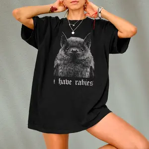 I Have Rabies Bat Shirt Tshirt, Grunge Y2k Vintage Shirt, Unhinged Meme Tee, Weird Dark Humor