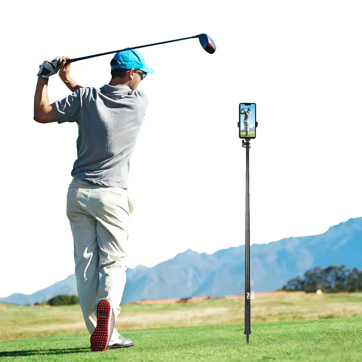 Golf Tripod Monopod, 47" Selfie Stick for Golf Swing Training & Recording | with Spike, Tripod, Magnetic Phone Holder, 1/4"-20 Screw, Carry Bag | Compatible with iPhones, Android & Cameras