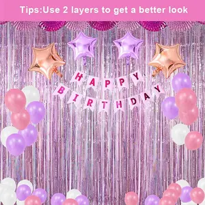 3 Pack Pink Fringe Curtains for Parties and Events - Tinsel Backdrop Curtains for Photo Booths, Weddings, Graduations, Birthdays, and Christmas