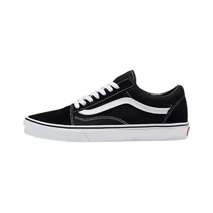 VANS Old Skool "Black White" Men's Training Sneakers with White Laces and Black Leather