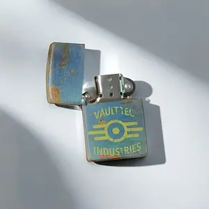 Retro-style Windproof Lighter Case - Durable Metal, Stone Tool Steel Wheels, Radiation-themed "VAULT TECH INDUSTRIES" Design - Ideal Choice For Both Male And Female Enthusiasts And Collectors(No Fuel)