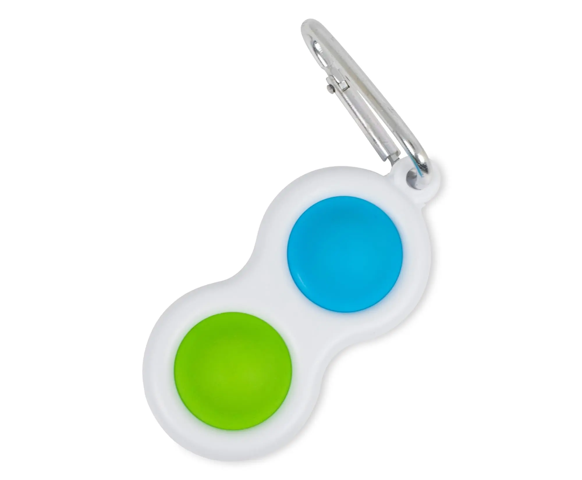 Cute 2-Button Push Pop Fidget Keychain, Small Size Unisex Stress Relief Fidget Keyring, Blue/Green Fashion Accessory