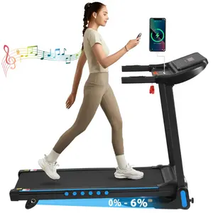 10MPH Auto-Folding Treadmill with Incline - 3.0 HP, 350 lbs Capacity, Hydraulic System, Bluetooth Speaker & USB/Type C Charge