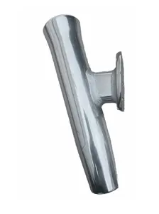 Transom Mount Fishing Rod Holder - 10" Flared Tulip - Polished Aluminum (15 Degree, Mount for Transom Outside)