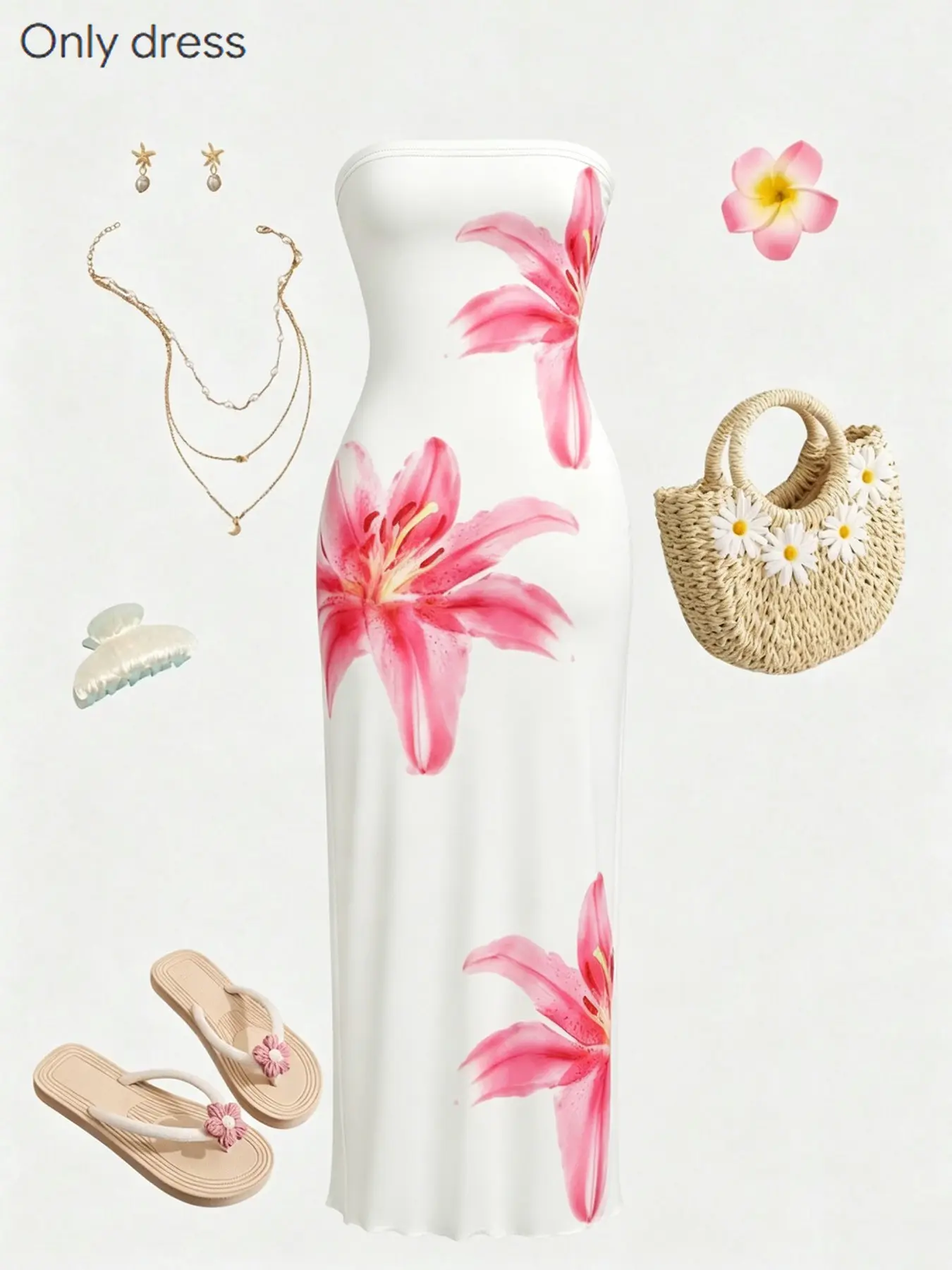 Women's Summer Beach Midi Sundress, Sleeveless Beach Dress, Tropical Hibiscus & Floral Print Spaghetti Strap Boho Casual Dress, The Ultimate Choice for Vacations, Beach Trips, Weddings | Bohemian Fashion Beach Sundresses
