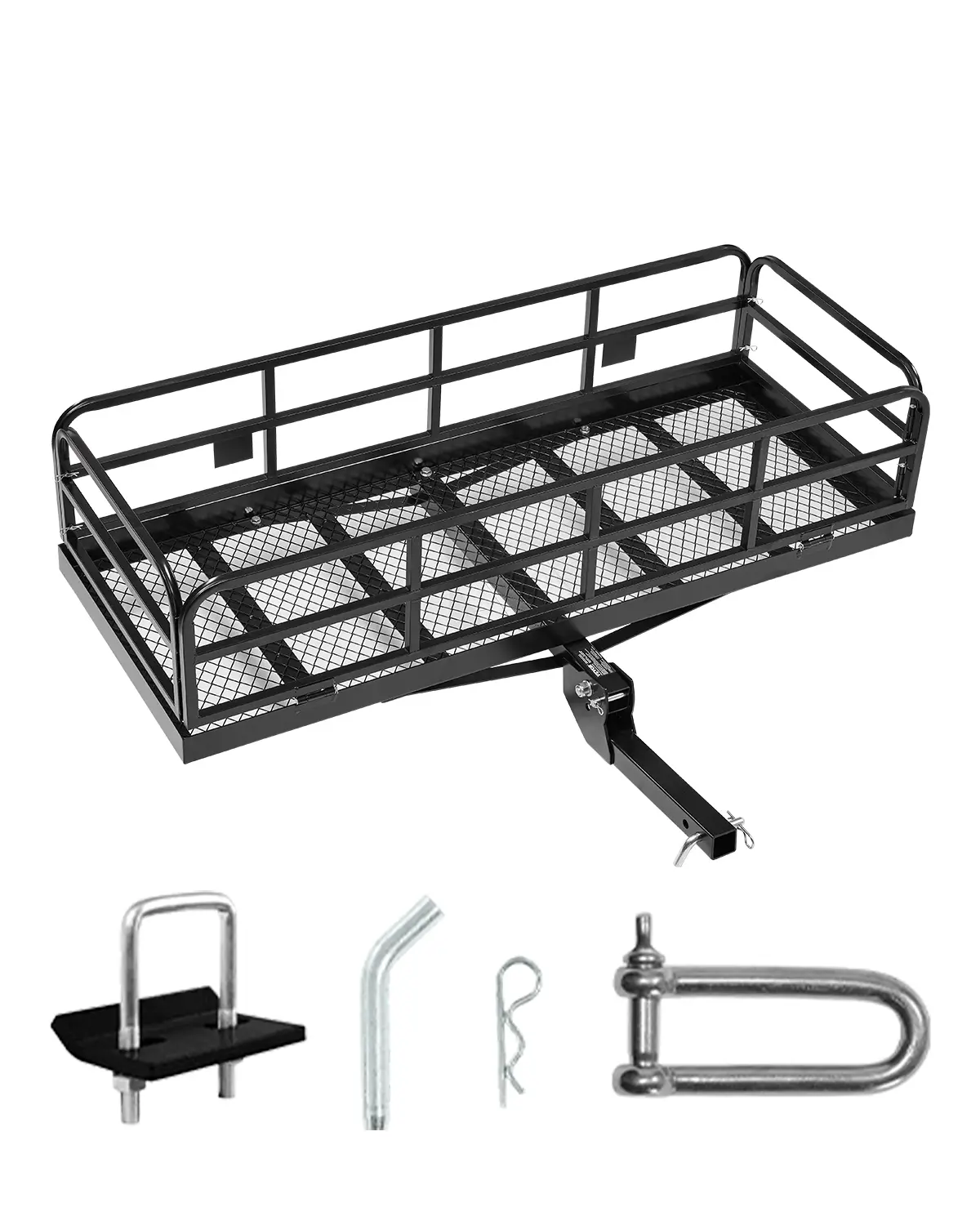 【summerfinds】VEVOR 60" x 24" x 14", Hitch Cargo Carrier, 500 lbs Capacity Hitch Cargo Carrier with Anti-Rattle Hitch Stabilizer, Folding Hitch Mount Cargo Carrier with Pins and Latches, Fit for SUVs/Pickup Trucks