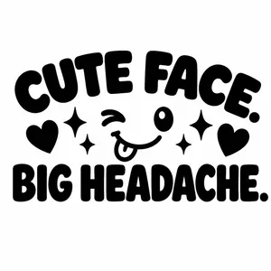 Cute Face Big Headache Design with Hearts and Stars for Fun and Playful Vinyl Decal