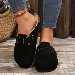 Women's Sandals Adjustable Buckle with Cork Footbed Half Baotou Comfort Slippers Casual Walking Indoor Outdoor Shoes Slip On Mules Platform