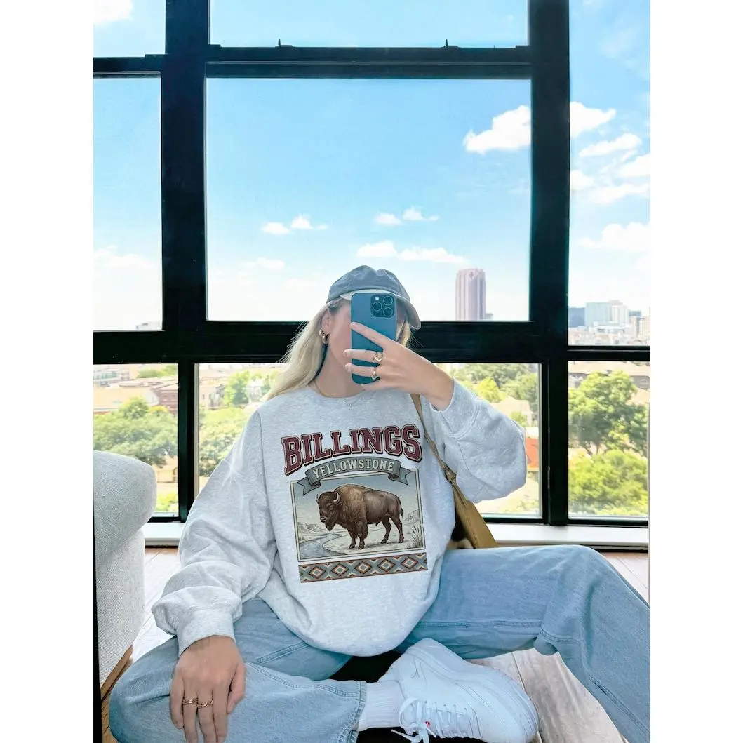 Vintage Yellowstone Sweatshirt | Buffalo Graphic, Montana Crewneck