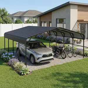 MNLR Heavy-Duty Galvanized Steel Carport (Multiple Sizes: 20x20, 20x30, 20x40) - Outdoor Open-Sided Metal Roof Vehicle Shelter with Pre-Drilled Holes for Cars, Trucks, Coverage | Memorial Day Pick