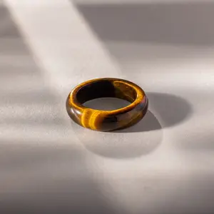 Skinny Tiger's Eye Ring by Caitlyn Minimalist - Natural Brown Gemstone Stacking Ring - Unique Statement Ring - Boho Jewelry - Friend Gift