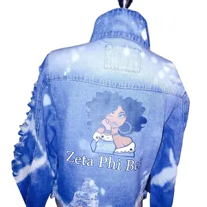 Custom Zeta Phi Beta Sorority Jean Denim Jacket