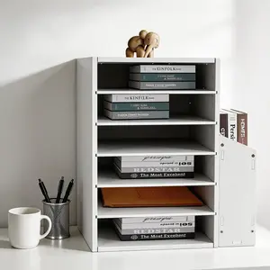 6 Layer Desktop Mail Organizer, 6 Slot Letter Tray, A4 Paper Holder, File Storage Rack, Office School Desk Accessory