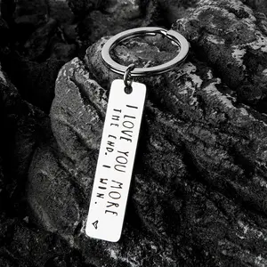 2pcs Engraved Stainless Steel Keychains, Rust-Resistant, Durable Key Ring for Couples, Family, Friends, Boyfriends, Husbands - Ideal Valentine's Day Gift, Gratitude Gifts, Information Charm