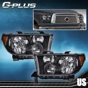 Left+Right Clear Lens Black Headlights Fit For 07-13 Toyota Tundra 08-17 Sequoia