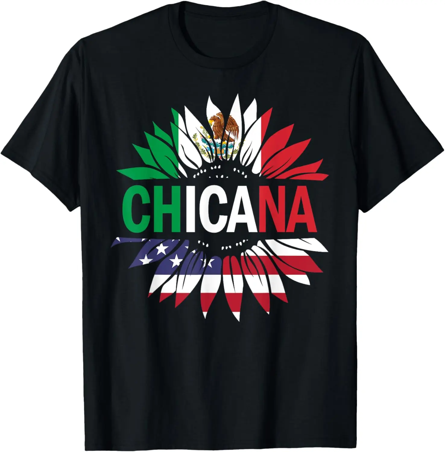 Men's 100% Cotton Short-Sleeve Chicana Flag Graphic T-Shirt - Unisex Round Neck Vintage Distressed Casual Streetwear Top with Playful Funny Print, Tshirt, Shortsleeve