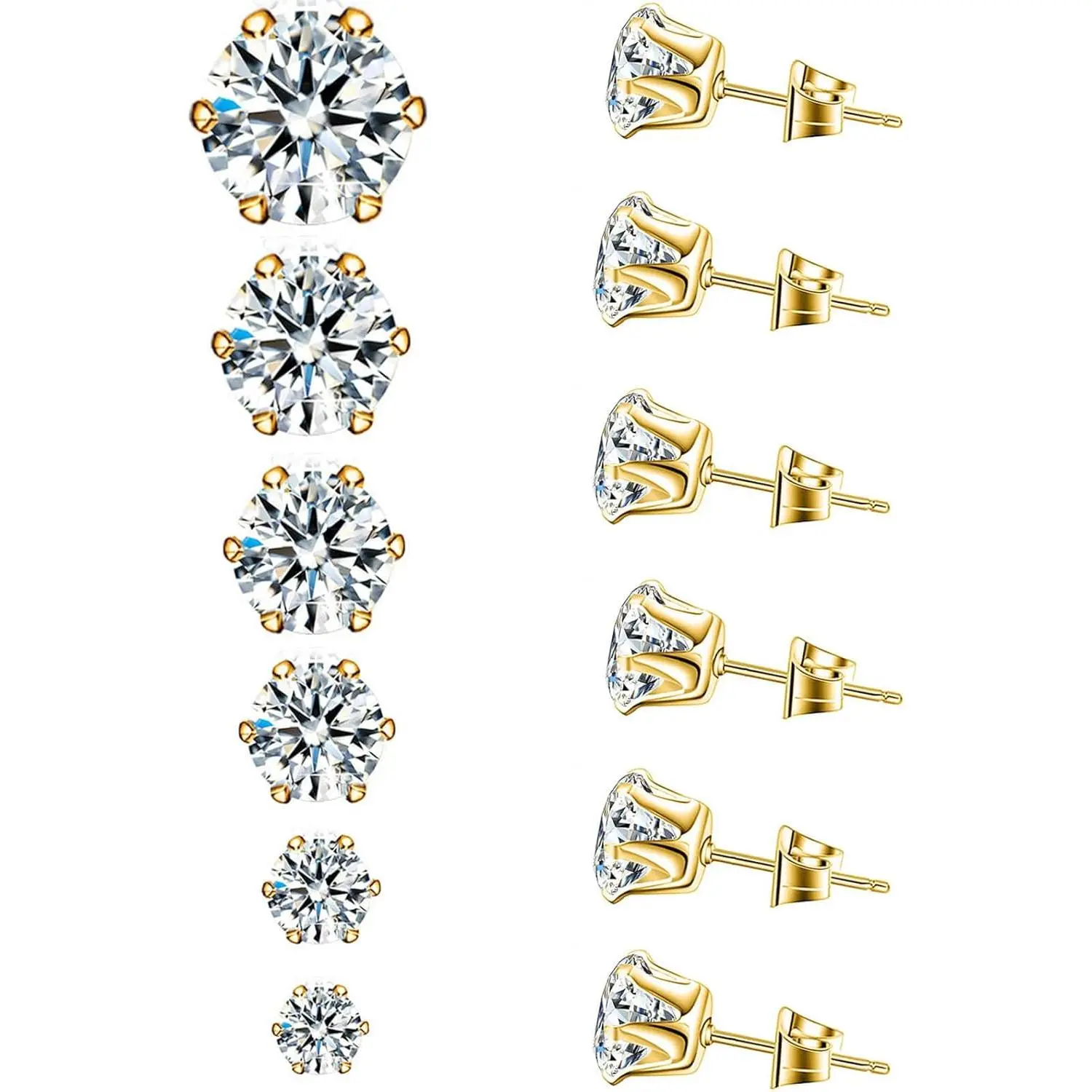 18K -Plated AAA+ for & – & Six-Prong , 3mm–8mm men's whimsical Black Tassel Long spicy jhumka rook nikki reed disc pierced pri 4th july Tape coral T acc earrin magn hoo titanium stack party greeni ca st silve post high quali haza earri pierc desig gold-pl
