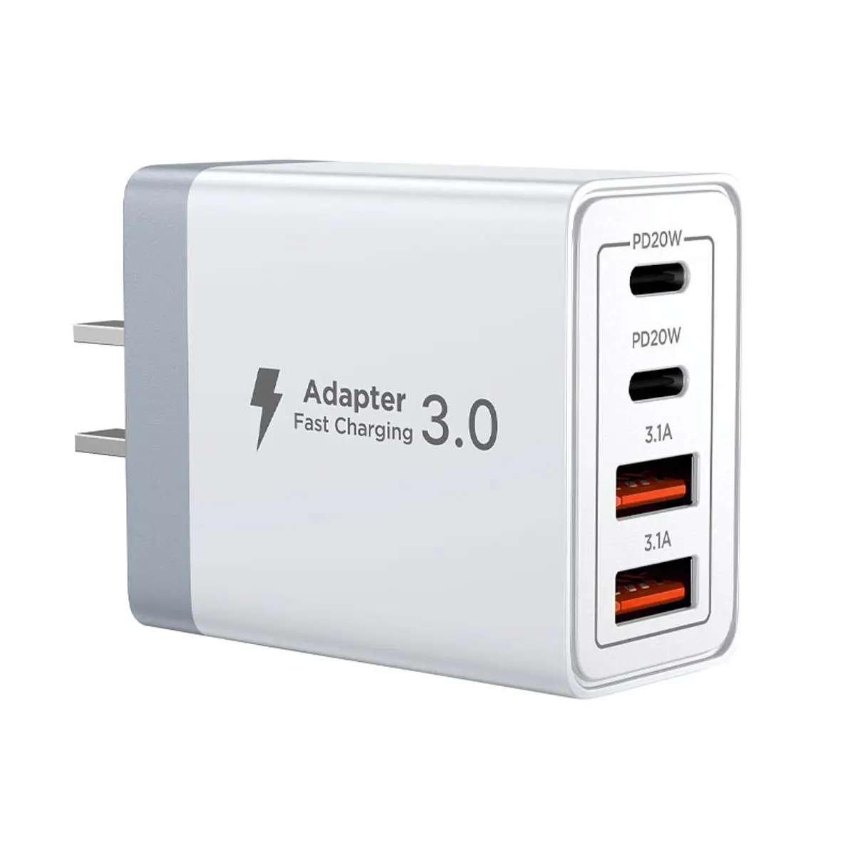 4 Ports USB C Charger Fast Charging Blocks Cube Brick, Type C Portable Charging Brick Cube Plug Cell Phone Charger for iPhone 17/16/15/14/13/12/11 Pro Max, iPad,Samsung Tablet 4 in 1 charger Multiport Adapter Multi Ports