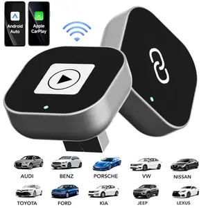 2.4G/5.8G Dual Band + Bluetooth 5.1,Mini Wireless CarPlay Adapter,  Plug & Play, Auto Reconnect, Compatible with Wired CarPlay/Android Auto Cars, USB/USB-C Ports Supported
