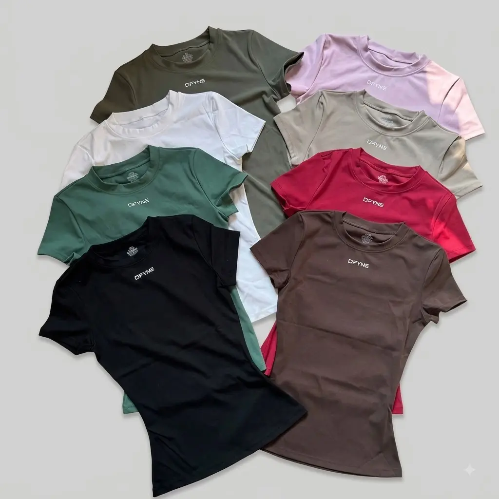 DFYNE Women's Brushed Short Sleeve Gym Shirt - Body Shaping Workout Top
