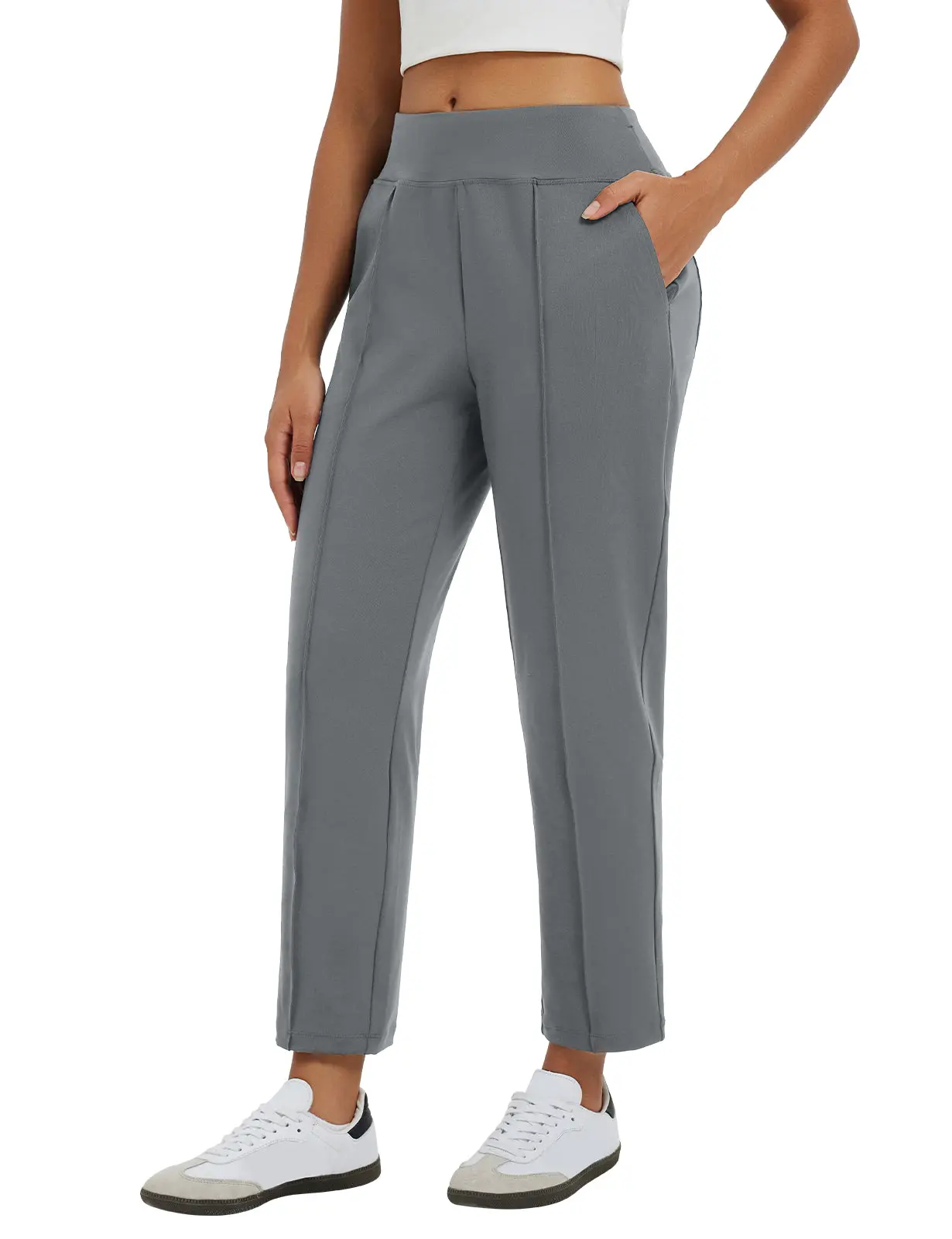 baleaf Women's High Waist Ankle Pants, 26" Slim Fit Stretch Fabric Slacks for Business Casual, Work, Travel with 4 Pockets