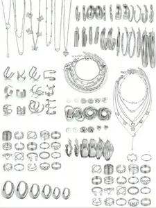 Elegant Vintage Matching Jewelry Set, Butterfly Heart Pearl Star Moon Rhinestone Copper Earrings Necklace Bracelet Ring, Perfect Gift for Women