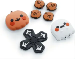 GeekShare Silicone Pumpkin Ghost Button Caps Set Joystick Cover - ABXY Key Buttons Sticker Compatible with Nintendo Switch/OLED Joy-Con for Halloween