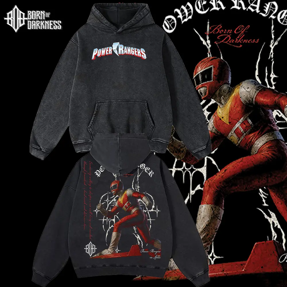 BOD - Red Ranger Power Rangers in Space Vintage Unisex Oversize Power Rangers Washed Cotton T-shirt Hoodie, Graphic Tee, Power Rangers Lover, Power Rangers Merch Fan, Outfits Men, Boys Merch Top