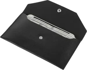 PU Leather Cash Envelope Wallet - Reusable Money Wallet & Pouch for Travel & Budgeting, Black