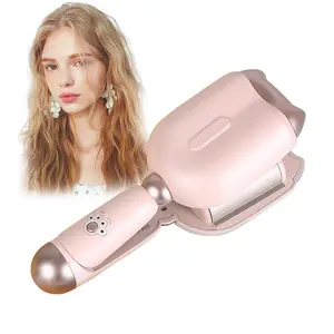 Automatic pink Curling Iron – Rotating Hair Wand Curling Irons –  Fast Self Spin Styling – Dual Voltage & Anti-Scald – 4 Temperature & Auto Timer Curler Silicone bioionic curlingiron