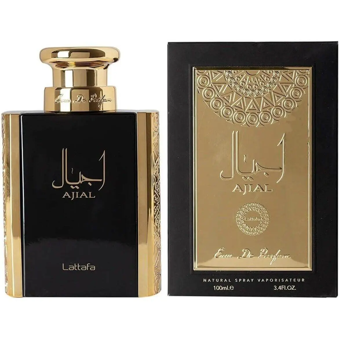 Lattafa Ajial Unisex EDP Fragrance Spray - 3.4 fl oz, Modern Blend, Fresh Zest, Uplifting Aura, New in Box, Men's Cologne, A-Starting Scent, Aerosol-Containing, Men's Colognes, Spray Bottle, Fragrance That Starts With A, Includes Aerosol