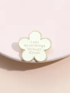 Christian Lapel Pin I Can Do All Things Through Christ, Mother's Day Graduation Gift, Ceramic Brooch Badge for Women & Men, Flower Brooch