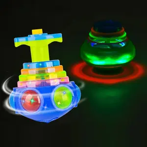 Ufo Flashing Gyro Kids LED Light Toy, Children Music Rotating Spinner, Fun Birthday Party Gift, Alkaline Zinc-Manganese Battery Included