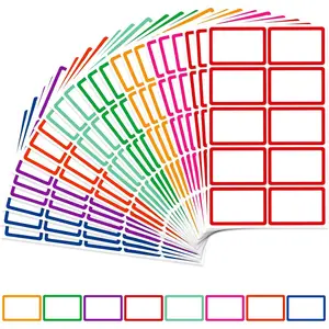 400 Pcs Name Tags Sticker, 3.5"x2.25" Blank Name Tags with Colored Border, Colorful Name Labels Adhesive Identification Name Badges for School, Office, Meeting, Family Parties