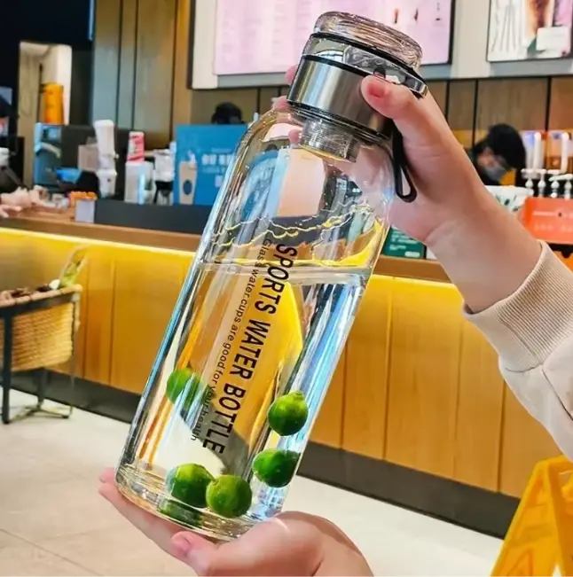 Luxury Glass Water Bottle  2L Large Capacity Transparent Milk Juice Cup Outdoor Portable Leakproof Drinkware Tea Water Glass Bottle 2L