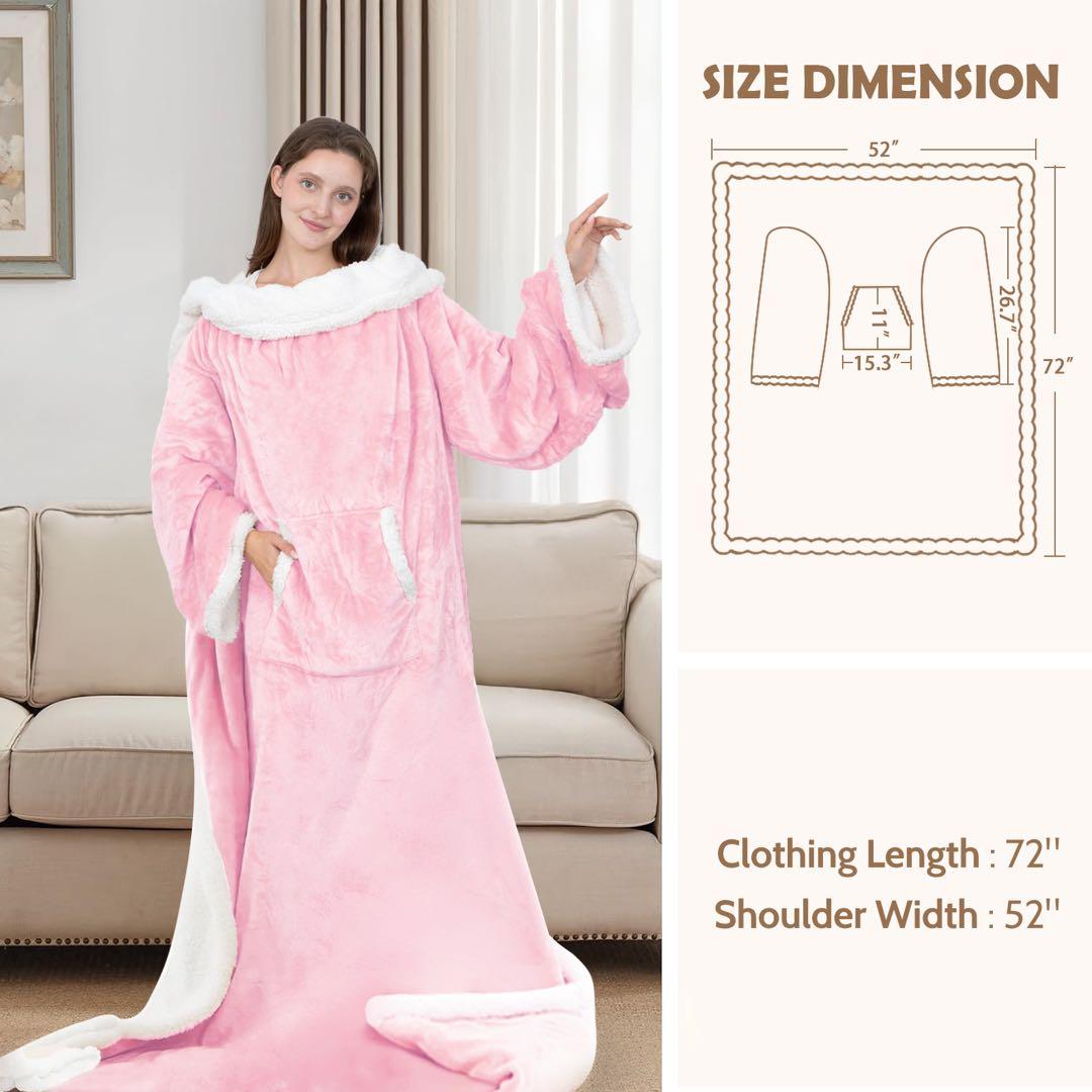 DailyLife Wearable Heated Blanket 52"x72" Full Body Electric Robe with 7 Heat Levels Foot Pocket & Sleeves Machine Washable Gift for Women Moms & Dads - Select