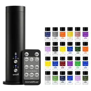 Whole-Home Cold-Air Aroma Diffuser, Covers up to 1,000 sq ft, Battery Rechargeable, Wi-Fi & Bluetooth Enabled, 24×10ml Essential Oils Included