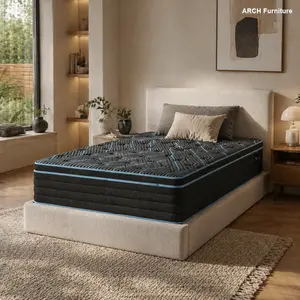 10-Inch Twin Size Breathable Bed Mattress - Cooling Airflow Hybrid Memory Foam, Knit Cover, Individually Pocketed Springs, Medium Firm Black Bedding
