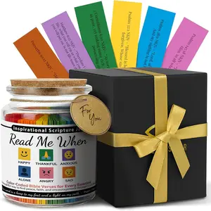 Verse Jar - 96 Color-Coded Scripture Strips by Emotion - Glass Jar w/Cork - Read Me When  Verses Jar & Prayer Cards - Birthday & Christian  Box for Women