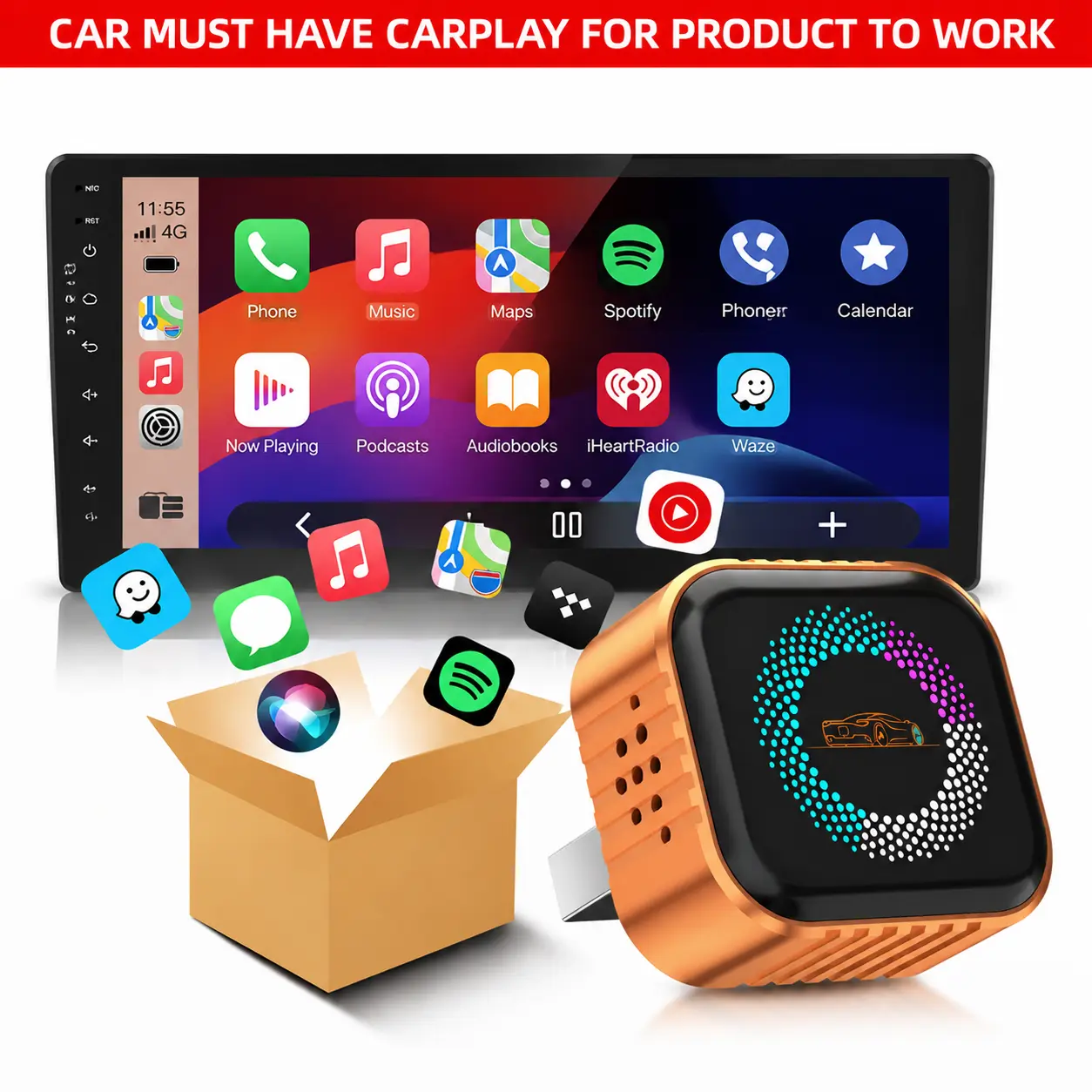 New CarPlay 2026 Wireless CarPlay Adapter for iPhone/Android Fast Connect , Hands-Free Calling Wireless Adapter Electronic Charger CarPlay Adapter