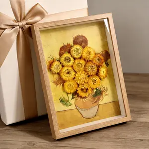 Van Gogh Sunflowers preserved flower frame, crafted with real dried flowers, suitable for wall decor in home and office spaces, as well as office decor and desktop display.