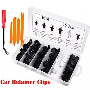 100-Piece Bumper Clip Emergency Kit, Automotive Plastic Rivet Fastener Set, 6 Common Sizes, Automotive Push-In Rivet Emergency Kit – Suitable for door trim and fender clips on General Motors, Ford, Toyota, Honda, and Chrysler vehicles