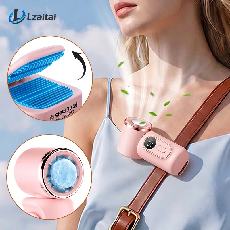 Rechargeable USB-Powered Handheld Mini Portable Fan with Clip & Cool-Touch Plate, 5-Speed 3000mAh Adjustable USB & Mobile Fans, Wearable Clip for Umbrellas/Bags, for Summer Camping & Travel, Cooling Fan
