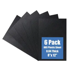 Black ABS Plastic Sheet 8" x 12"x 0.04" Flexible Moldable  Strength and High Tensile 1/25" Thick (1mm) Abs Sheet, Moldable Plastic DIY Materials for  Decor and Handicrafts, 6 Pack
